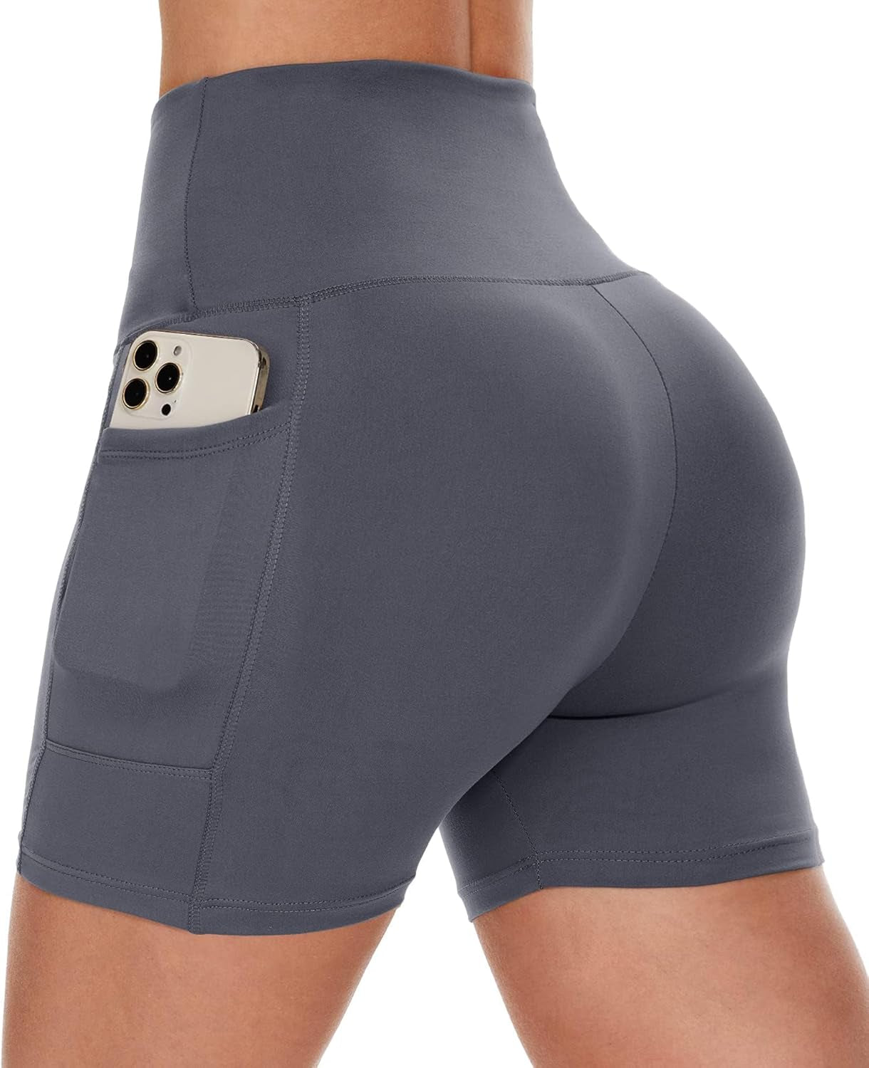 Biker Shorts Women with Pockets - 3"/5"/8" High Waisted Workout Spandex Tummy Control Gym Running Yoga Shorts