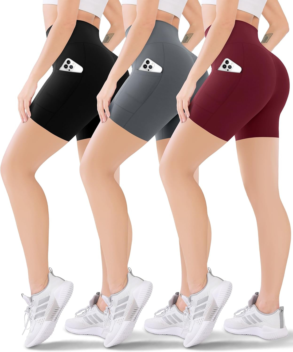 3 Pack Women'S Active Shorts - 3”/5”/8”High Waist Tummy Control No See -Through for Cycling Jogging Gym Workouts