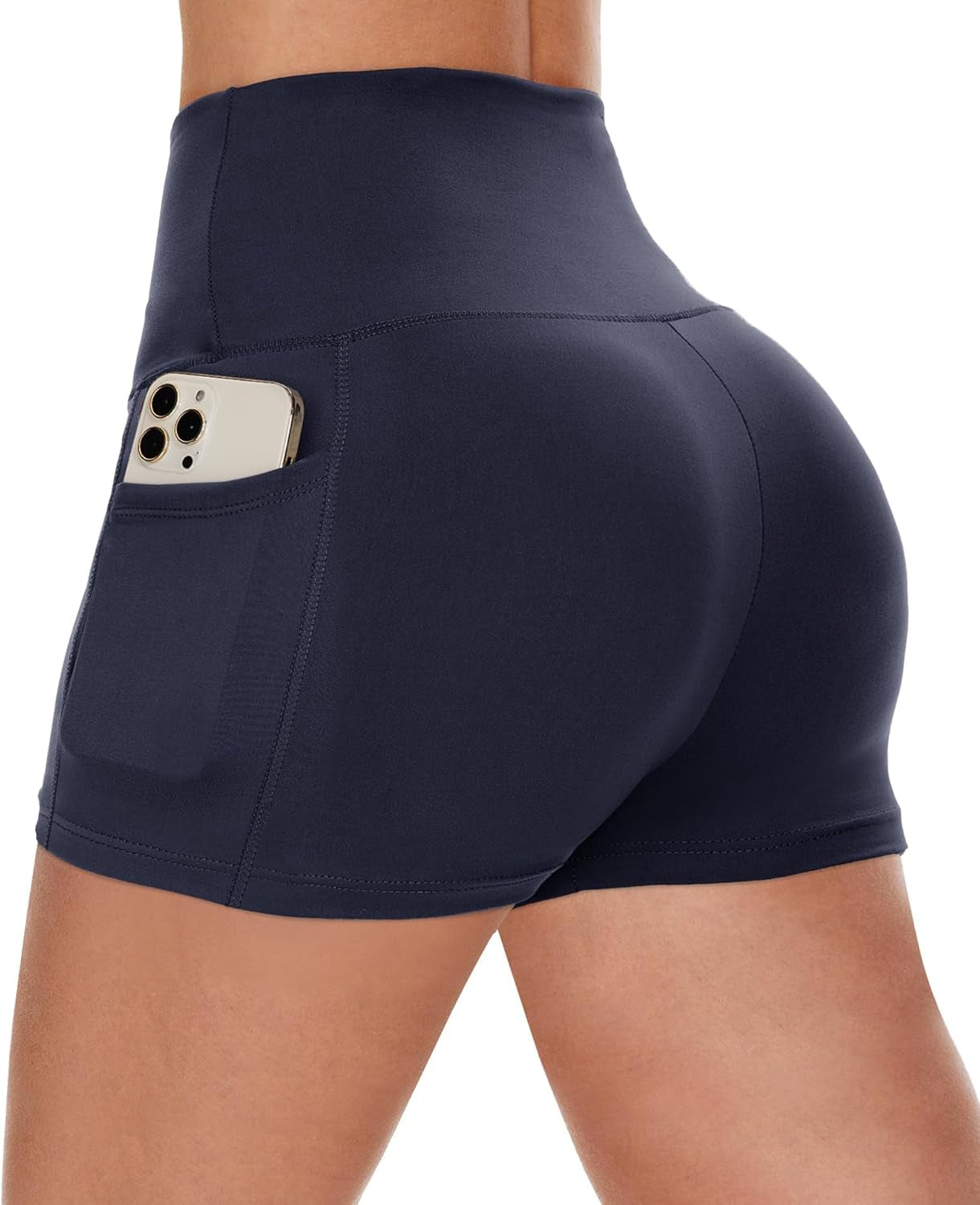 Biker Shorts Women with Pockets - 3"/5"/8" High Waisted Workout Spandex Tummy Control Gym Running Yoga Shorts