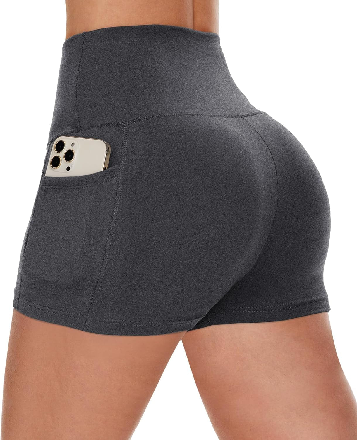 Biker Shorts Women with Pockets - 3"/5"/8" High Waisted Workout Spandex Tummy Control Gym Running Yoga Shorts