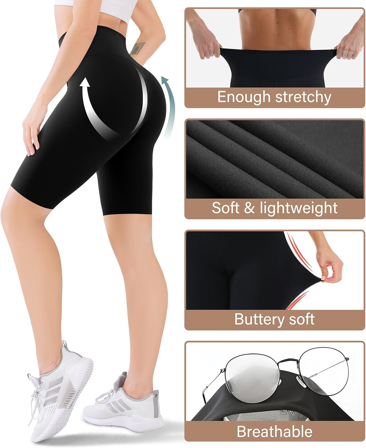 3 Pack Women'S Active Shorts - 3”/5”/8”High Waist Tummy Control No See -Through for Cycling Jogging Gym Workouts