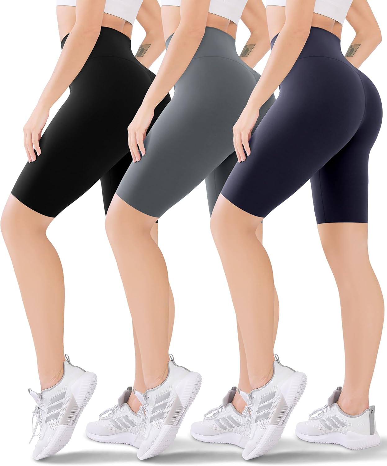 3 Pack Women'S Active Shorts - 3”/5”/8”High Waist Tummy Control No See -Through for Cycling Jogging Gym Workouts