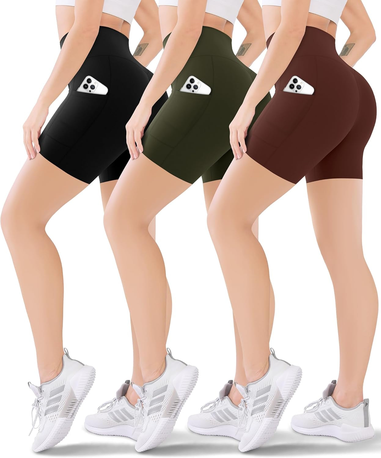3 Pack Women'S Active Shorts - 3”/5”/8”High Waist Tummy Control No See -Through for Cycling Jogging Gym Workouts
