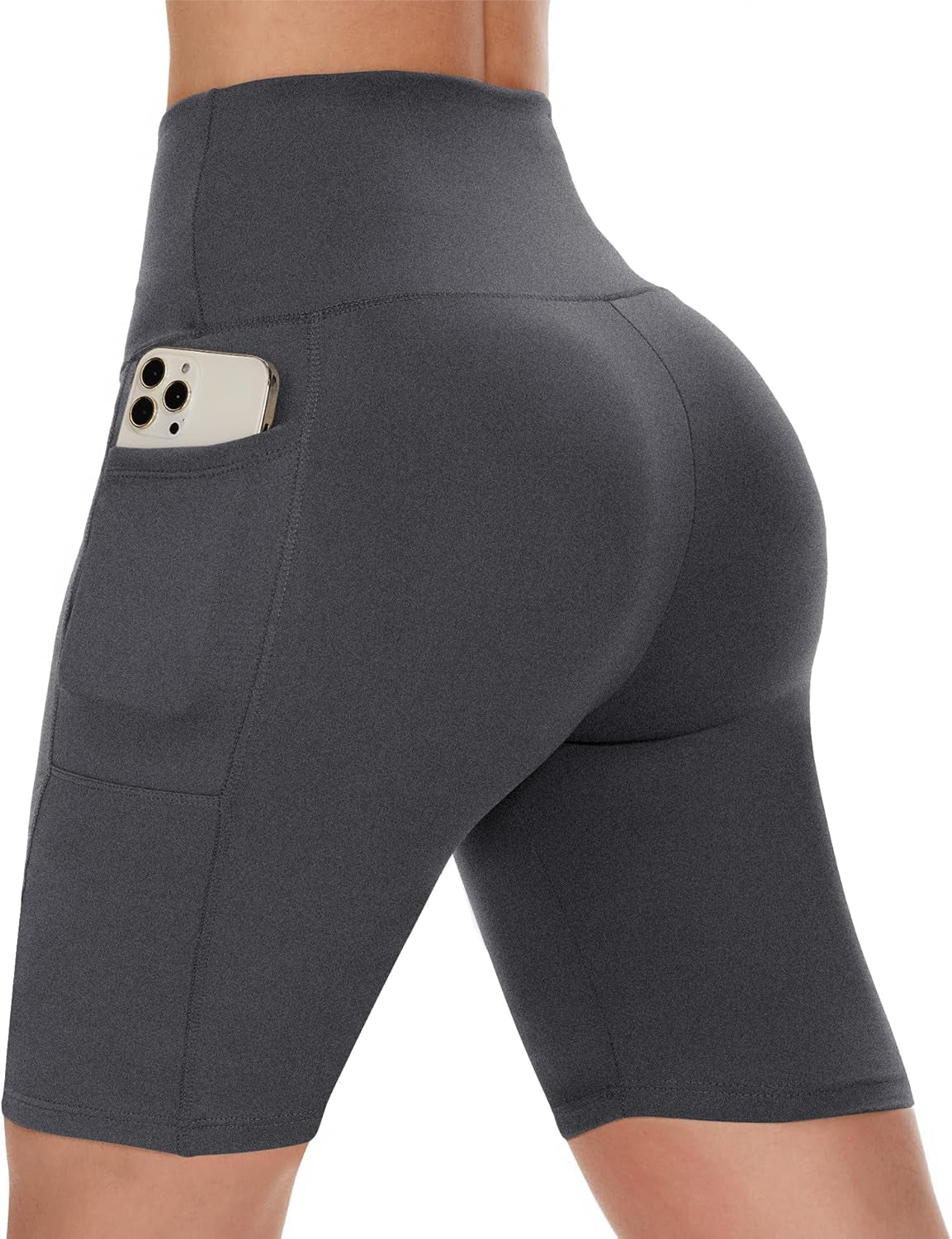 Biker Shorts Women with Pockets - 3"/5"/8" High Waisted Workout Spandex Tummy Control Gym Running Yoga Shorts