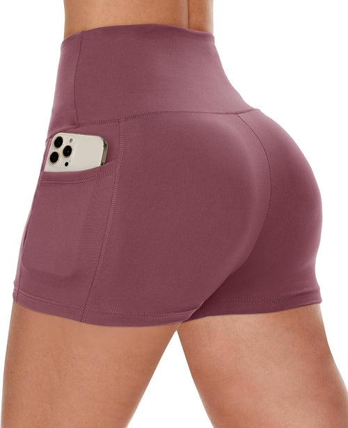Biker Shorts Women with Pockets - 3"/5"/8" High Waisted Workout Spandex Tummy Control Gym Running Yoga Shorts