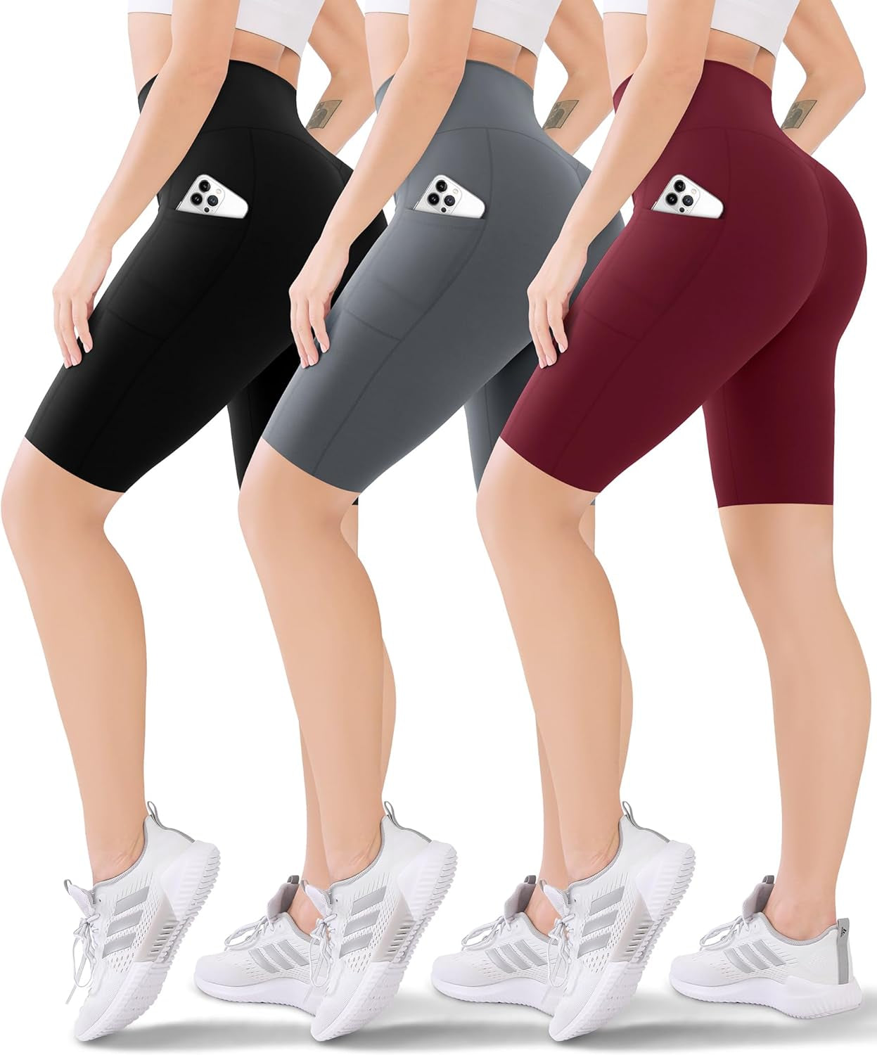 3 Pack Women'S Active Shorts - 3”/5”/8”High Waist Tummy Control No See -Through for Cycling Jogging Gym Workouts