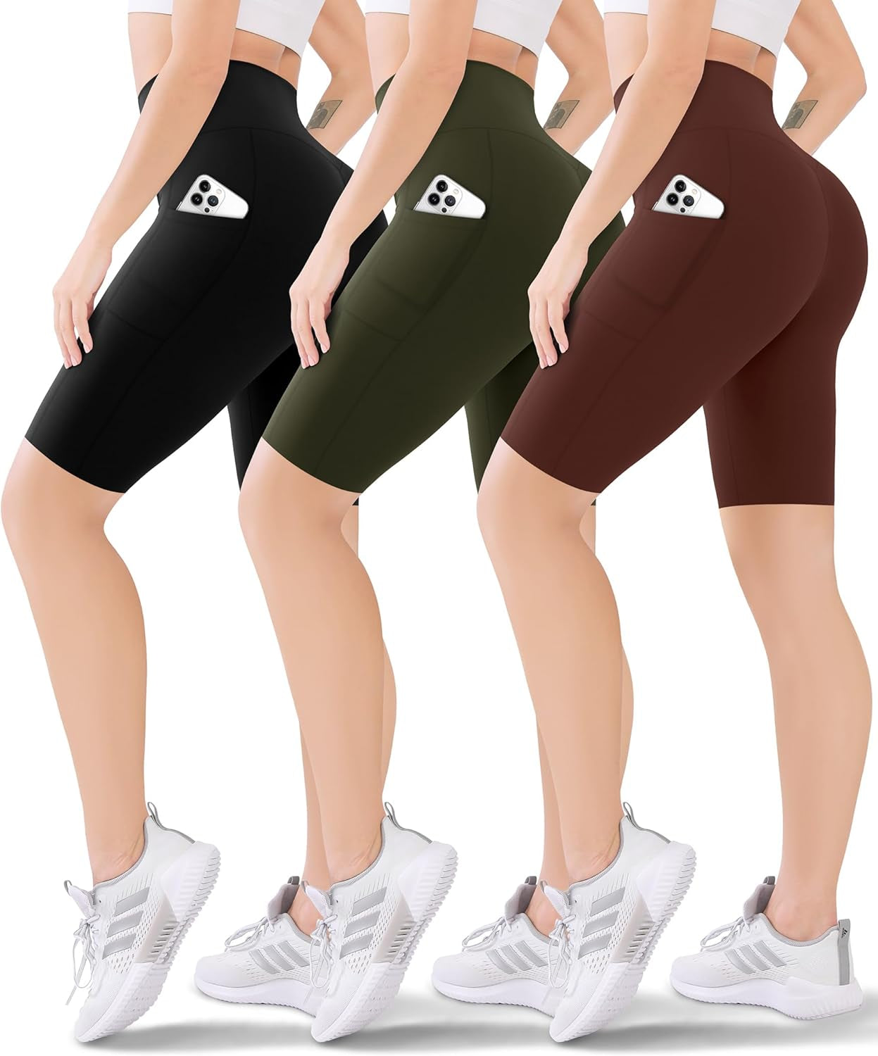 3 Pack Women'S Active Shorts - 3”/5”/8”High Waist Tummy Control No See -Through for Cycling Jogging Gym Workouts