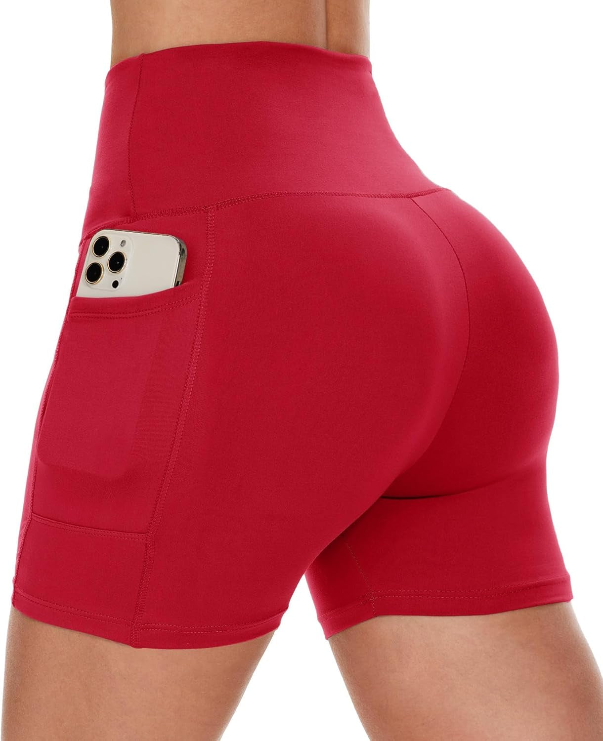 Biker Shorts Women with Pockets - 3"/5"/8" High Waisted Workout Spandex Tummy Control Gym Running Yoga Shorts
