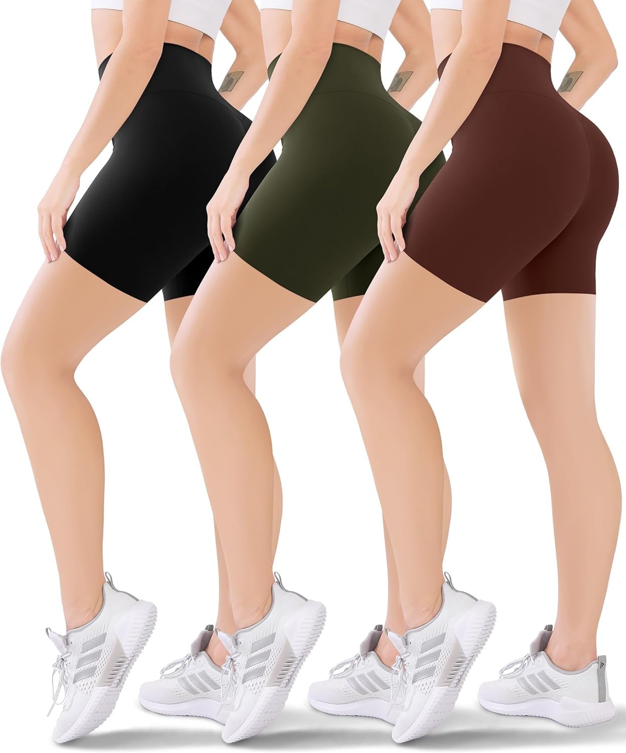 3 Pack Women'S Active Shorts - 3”/5”/8”High Waist Tummy Control No See -Through for Cycling Jogging Gym Workouts