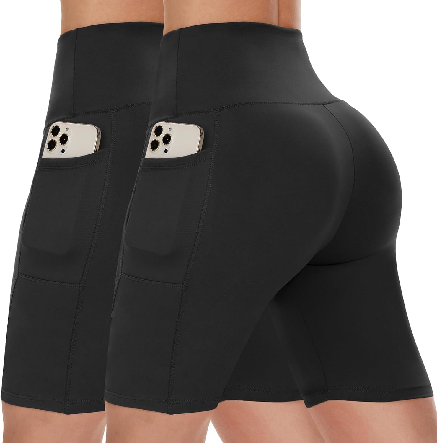 Biker Shorts Women with Pockets - 3"/5"/8" High Waisted Workout Spandex Tummy Control Gym Running Yoga Shorts