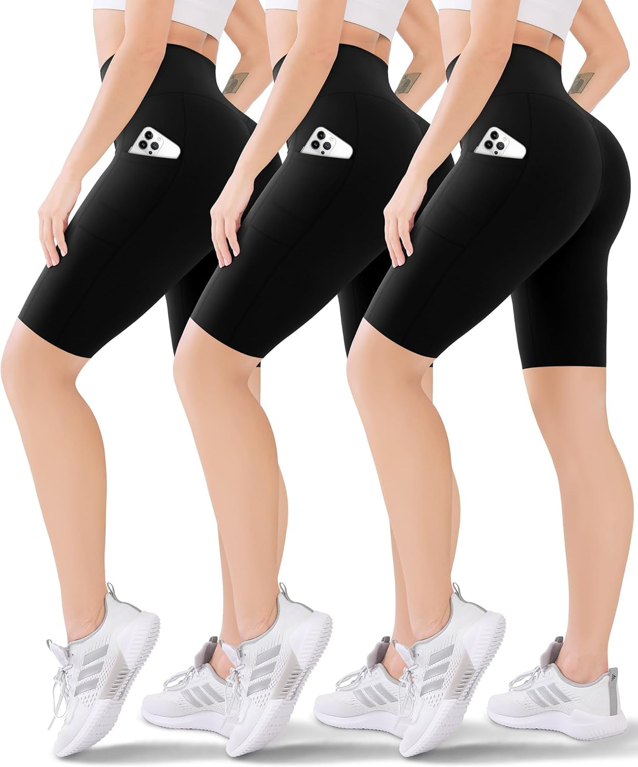 3 Pack Women'S Active Shorts - 3”/5”/8”High Waist Tummy Control No See -Through for Cycling Jogging Gym Workouts