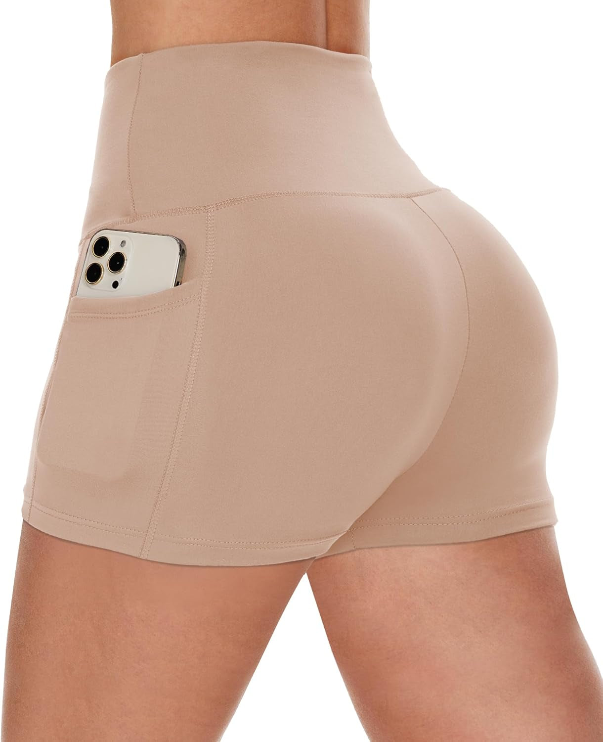 Biker Shorts Women with Pockets - 3"/5"/8" High Waisted Workout Spandex Tummy Control Gym Running Yoga Shorts
