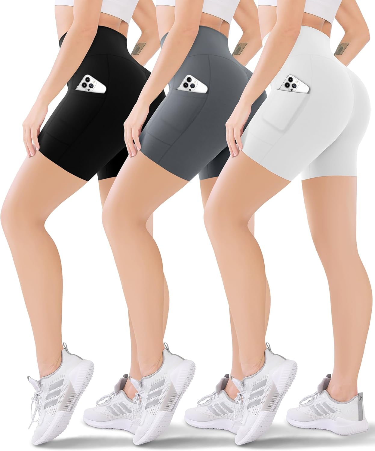 3 Pack Women'S Active Shorts - 3”/5”/8”High Waist Tummy Control No See -Through for Cycling Jogging Gym Workouts