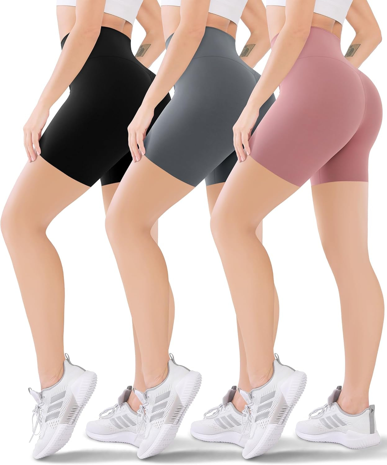 3 Pack Women'S Active Shorts - 3”/5”/8”High Waist Tummy Control No See -Through for Cycling Jogging Gym Workouts