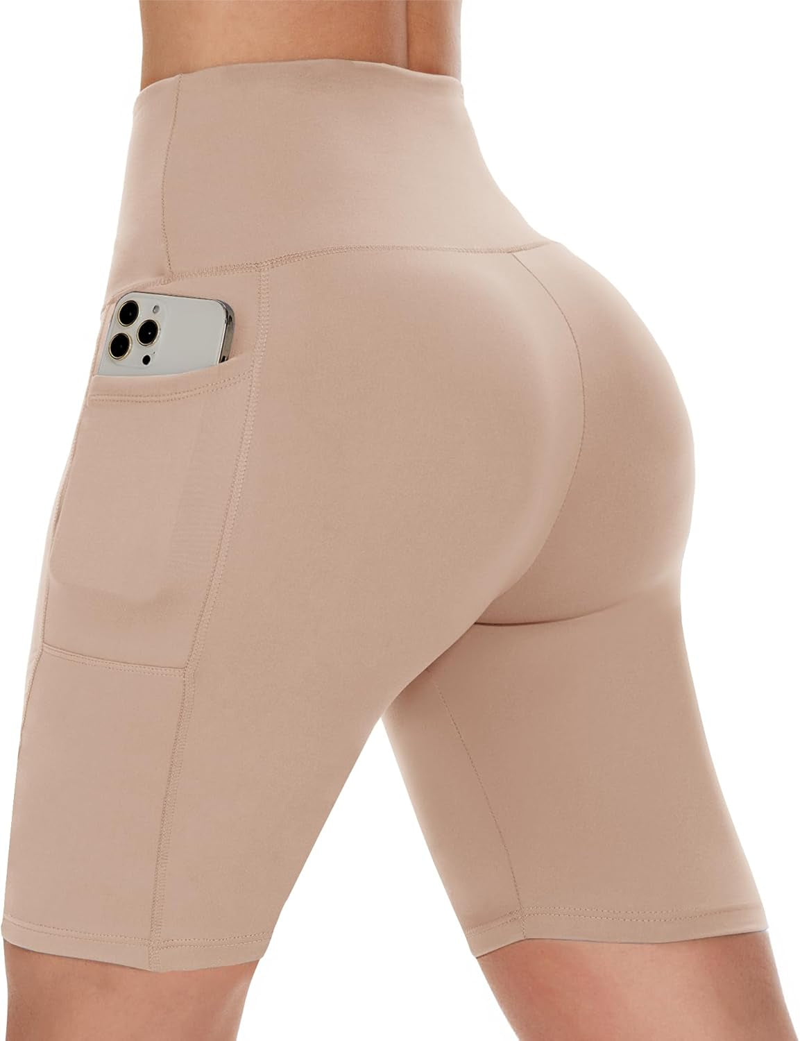 Biker Shorts Women with Pockets - 3"/5"/8" High Waisted Workout Spandex Tummy Control Gym Running Yoga Shorts