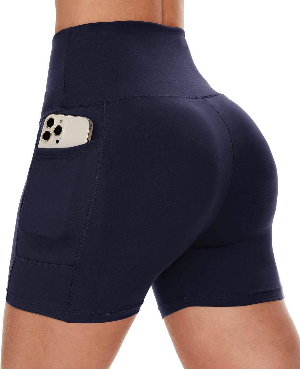 Biker Shorts Women with Pockets - 3"/5"/8" High Waisted Workout Spandex Tummy Control Gym Running Yoga Shorts