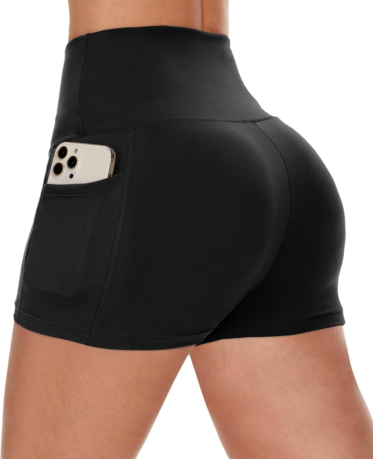 Biker Shorts Women with Pockets - 3"/5"/8" High Waisted Workout Spandex Tummy Control Gym Running Yoga Shorts