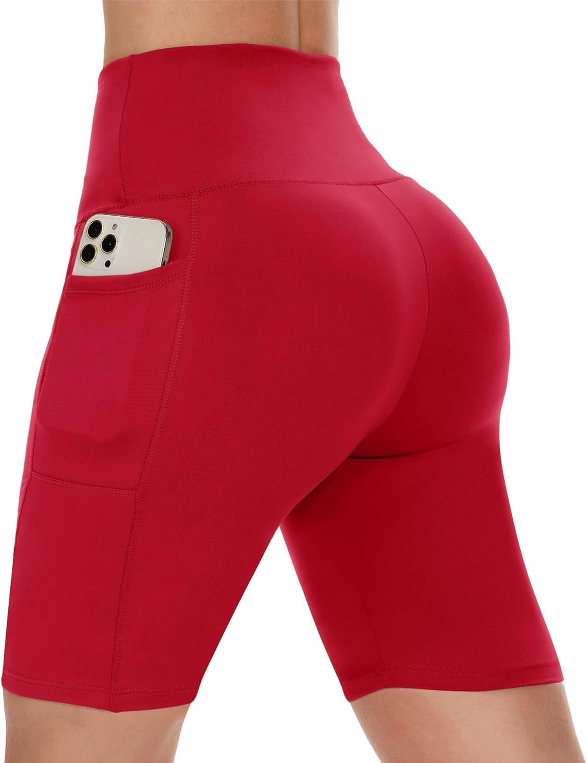 Biker Shorts Women with Pockets - 3"/5"/8" High Waisted Workout Spandex Tummy Control Gym Running Yoga Shorts