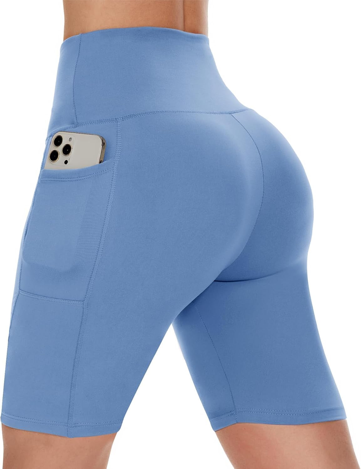 Biker Shorts Women with Pockets - 3"/5"/8" High Waisted Workout Spandex Tummy Control Gym Running Yoga Shorts
