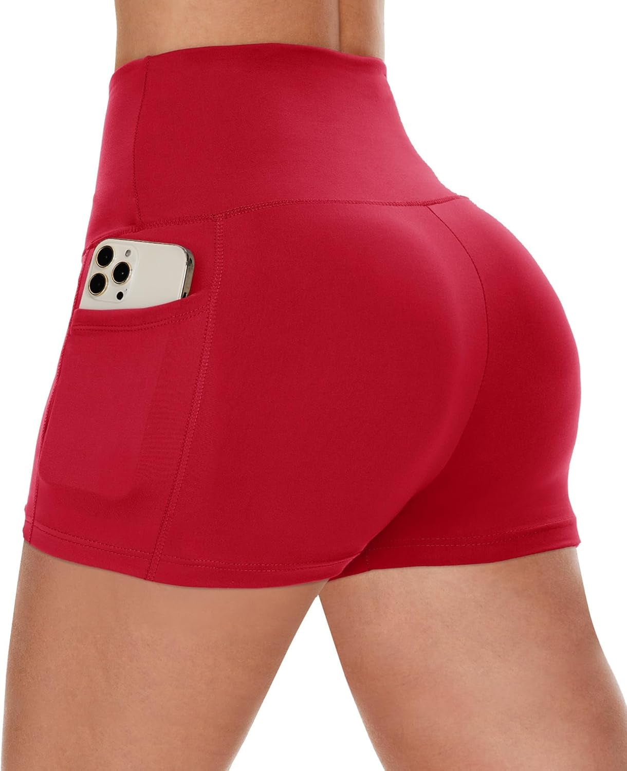 Biker Shorts Women with Pockets - 3"/5"/8" High Waisted Workout Spandex Tummy Control Gym Running Yoga Shorts