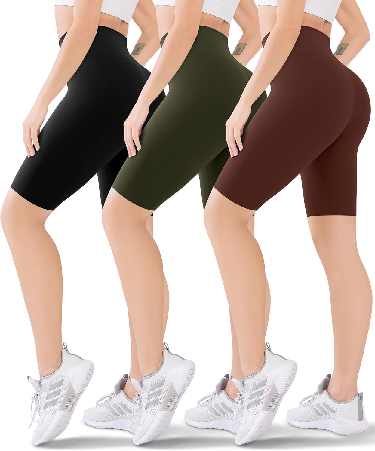 3 Pack Women'S Active Shorts - 3”/5”/8”High Waist Tummy Control No See -Through for Cycling Jogging Gym Workouts