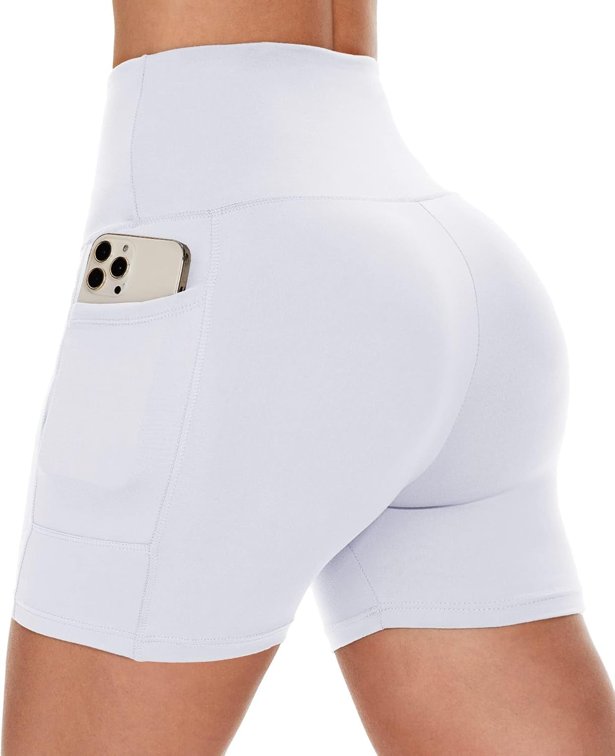 Biker Shorts Women with Pockets - 3"/5"/8" High Waisted Workout Spandex Tummy Control Gym Running Yoga Shorts