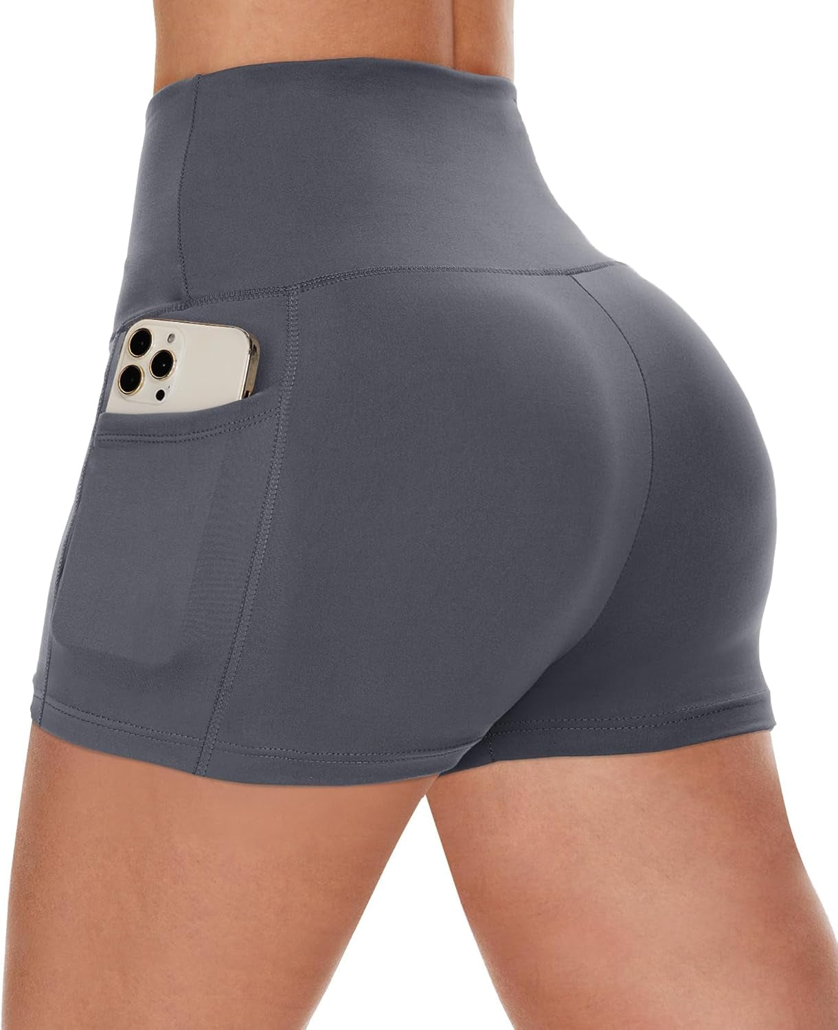 Biker Shorts Women with Pockets - 3"/5"/8" High Waisted Workout Spandex Tummy Control Gym Running Yoga Shorts