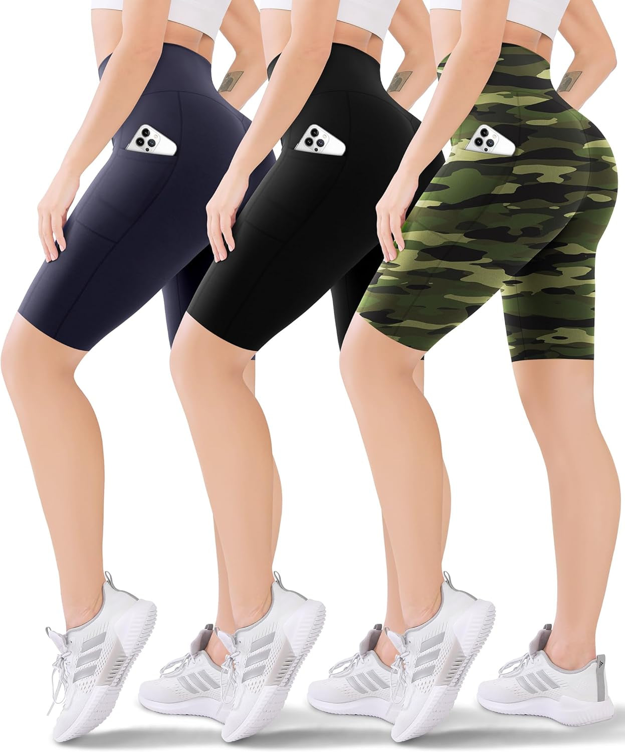 3 Pack Women'S Active Shorts - 3”/5”/8”High Waist Tummy Control No See -Through for Cycling Jogging Gym Workouts