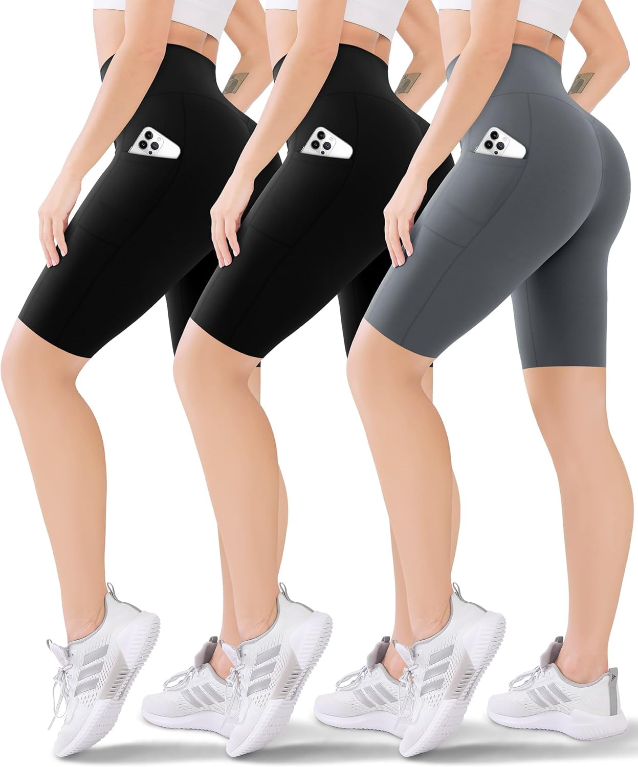 3 Pack Women'S Active Shorts - 3”/5”/8”High Waist Tummy Control No See -Through for Cycling Jogging Gym Workouts