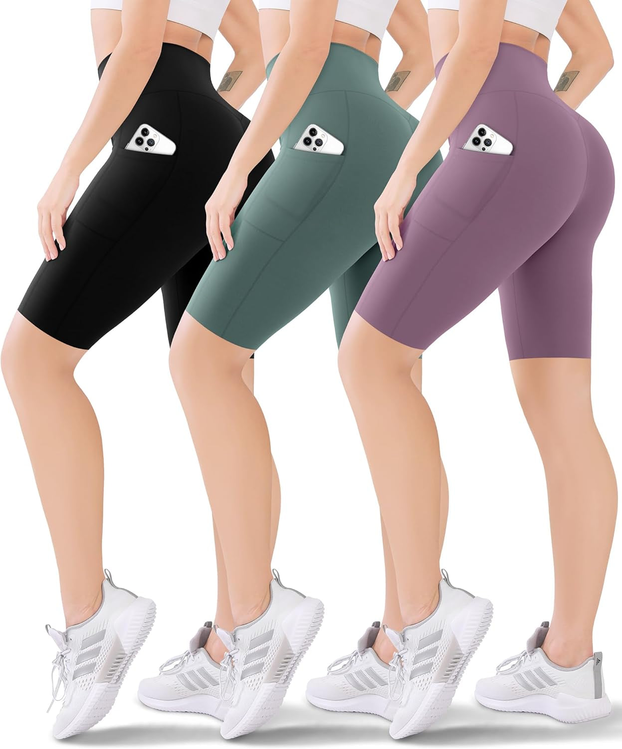 3 Pack Women'S Active Shorts - 3”/5”/8”High Waist Tummy Control No See -Through for Cycling Jogging Gym Workouts