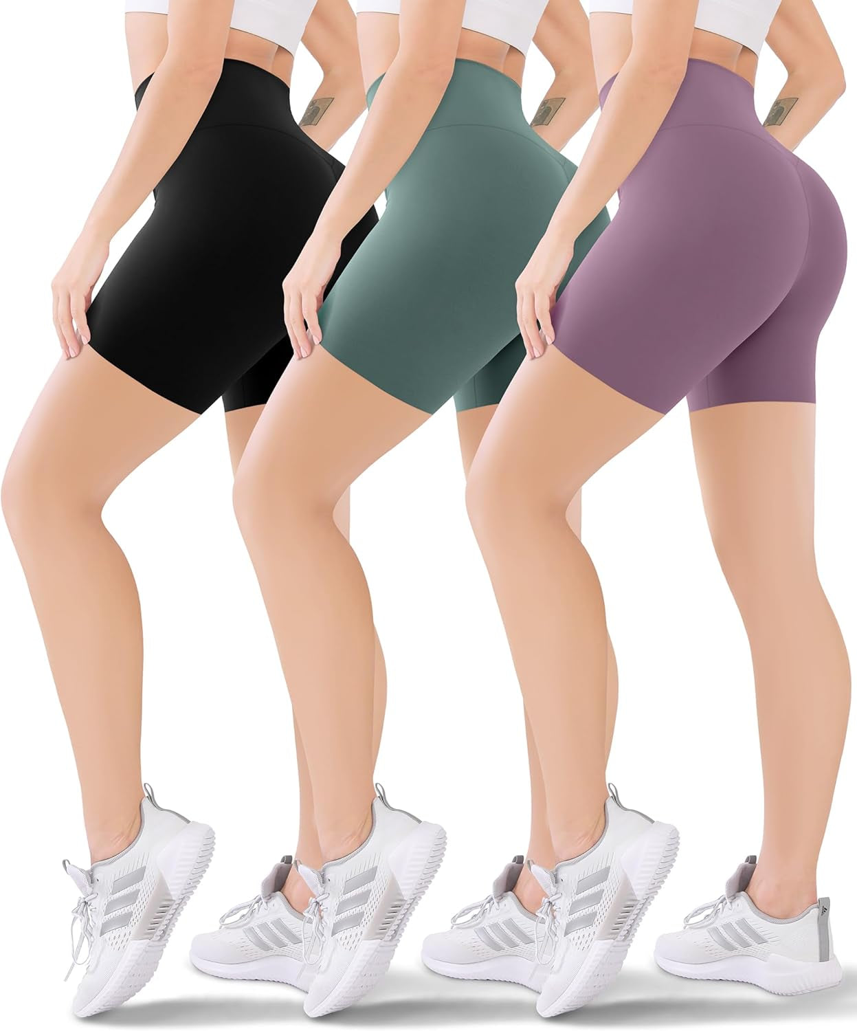 3 Pack Women'S Active Shorts - 3”/5”/8”High Waist Tummy Control No See -Through for Cycling Jogging Gym Workouts
