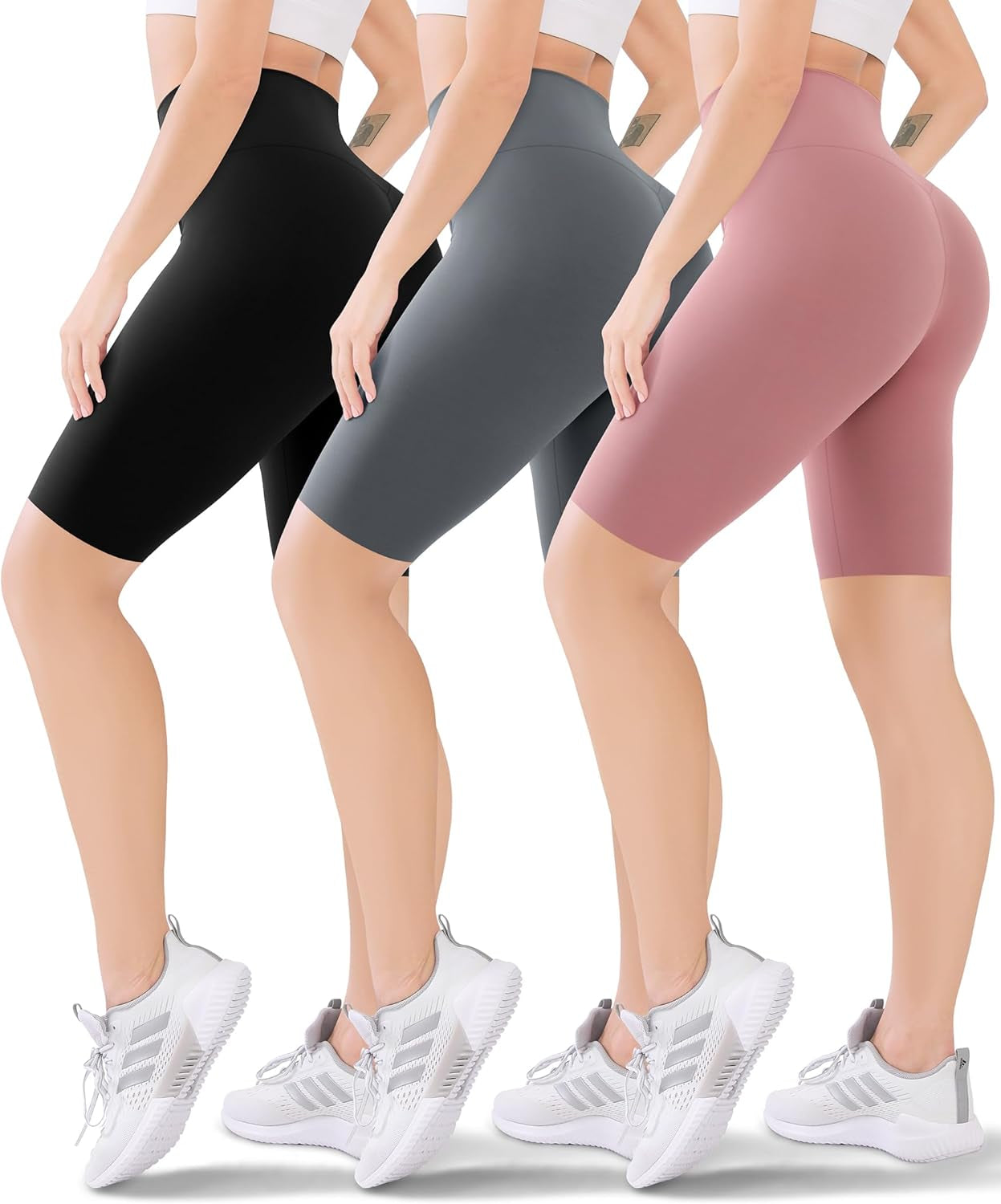 3 Pack Women'S Active Shorts - 3”/5”/8”High Waist Tummy Control No See -Through for Cycling Jogging Gym Workouts