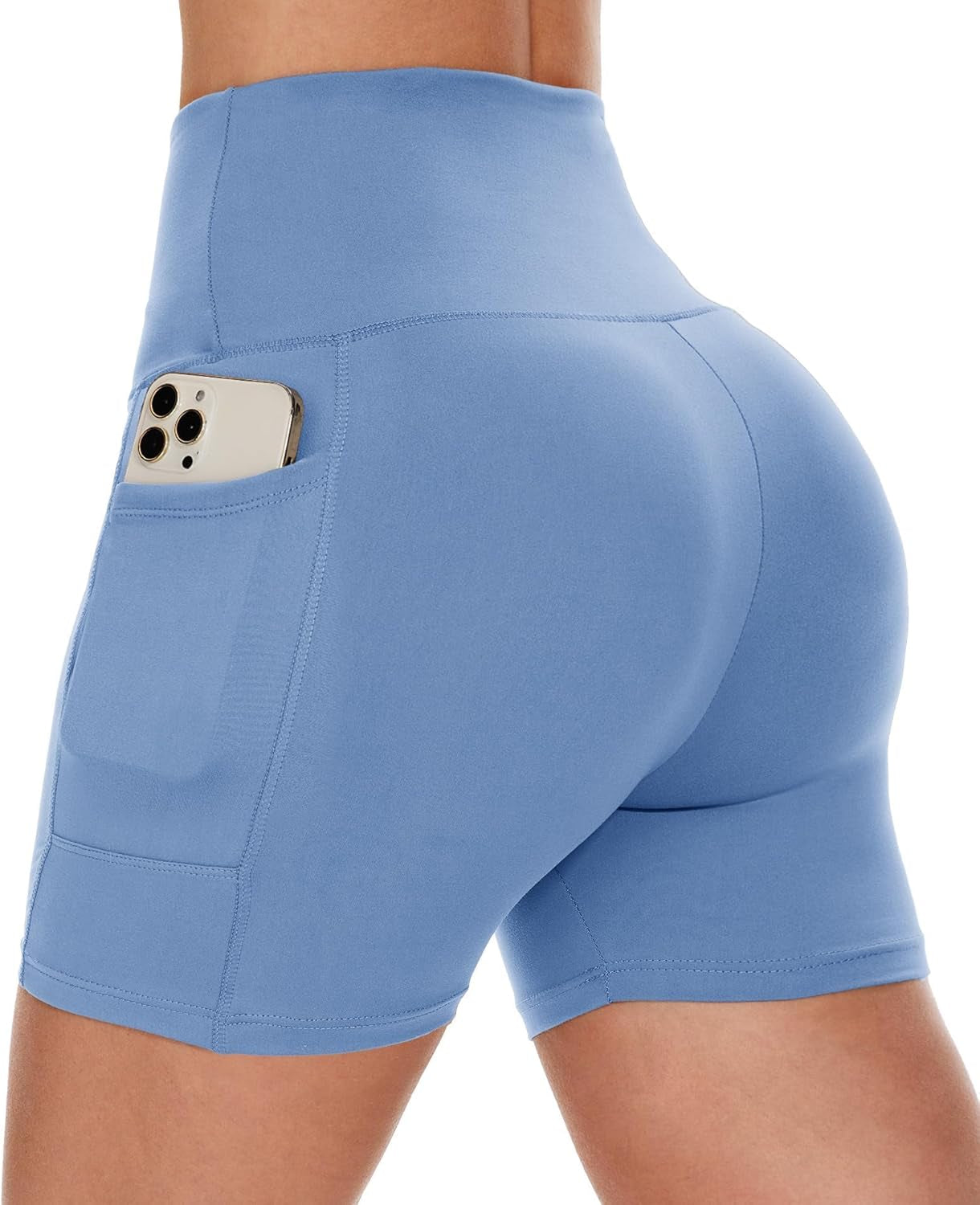 Biker Shorts Women with Pockets - 3"/5"/8" High Waisted Workout Spandex Tummy Control Gym Running Yoga Shorts